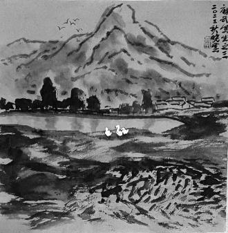 　　国画《麻武写生》 胡晓云 作