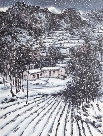 　　国画《北塬人家》 韩辉 作     泾水第1531期