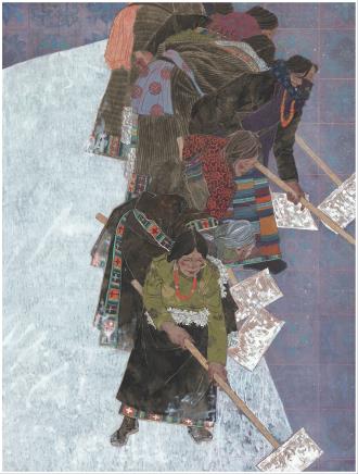 　　工笔国画《晴日》 李文平 作